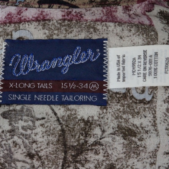 Vintage Wrangler X-Long Tails Men's Western Shirt - Picture 8 of 8